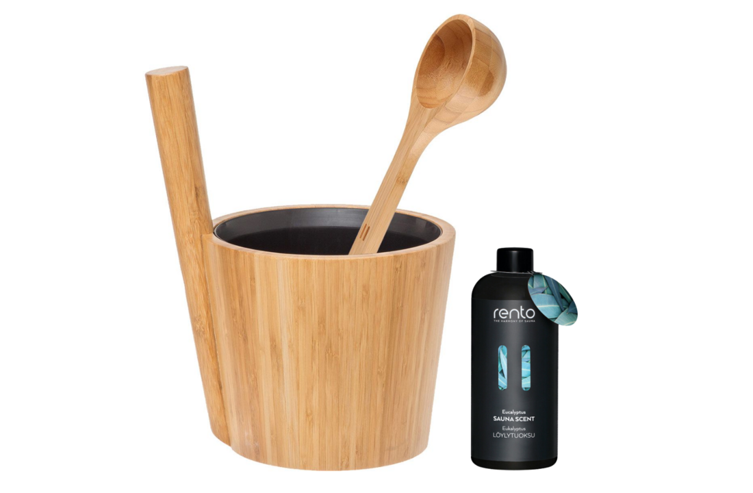 Rento Sauna Bamboe Set - Emmer + Lepel + Geur