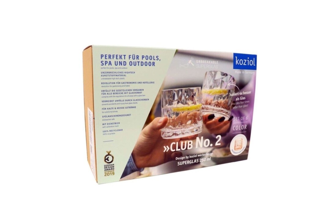 Koziol superglas club No. 02 Tumbler 250 ml set van 6 stuks