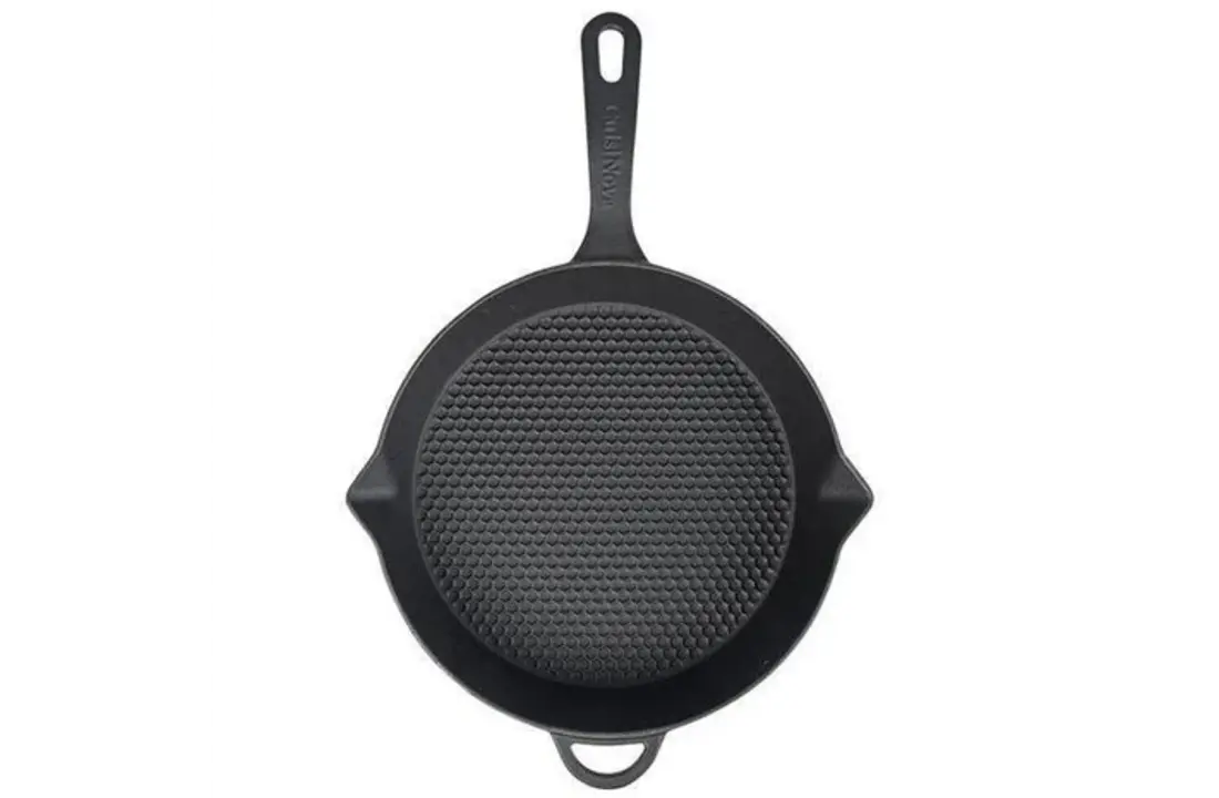Cuisinova Grillpan Gietijzer Rond met handvat 28 cm Zwart
