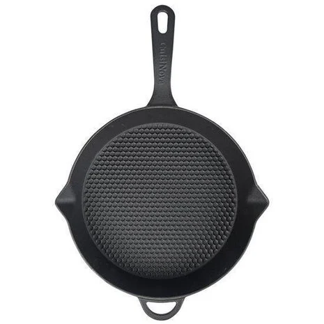Cuisinova Grillpan Gietijzer Rond met handvat 28 cm Zwart