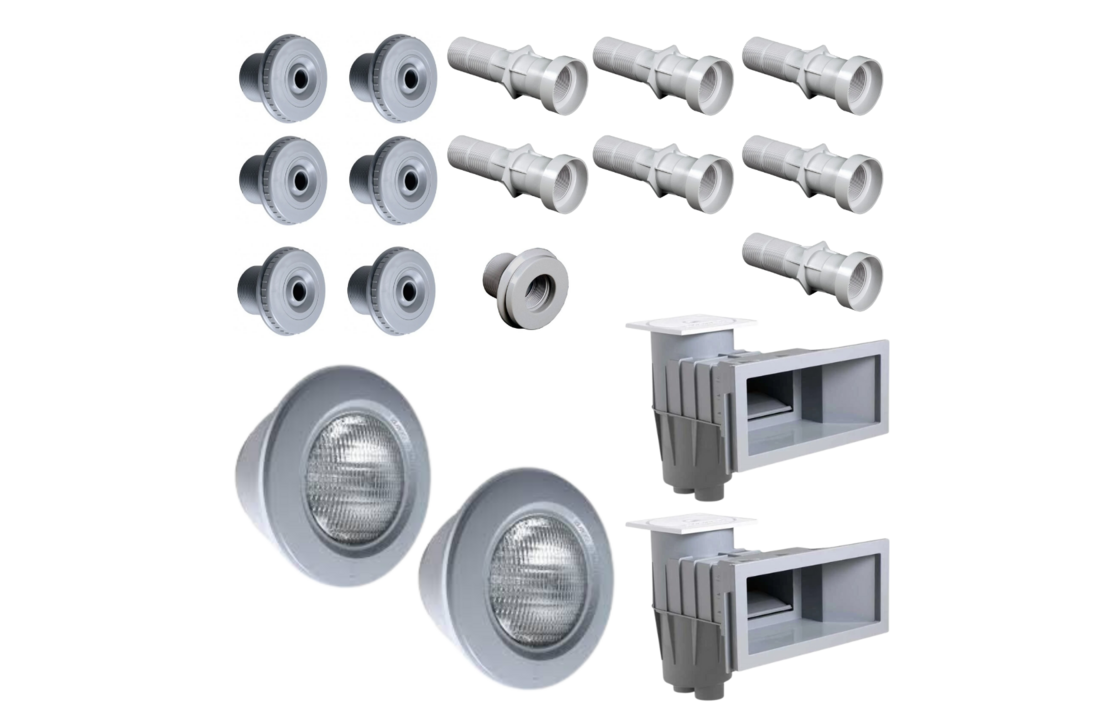 Set Inbouwdelen Hayward grote Zwembaden Grijs - 2 skimmers (Folie)
