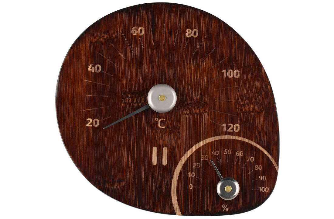 Rento Saunathermometer en hygrometer van dark bamboe