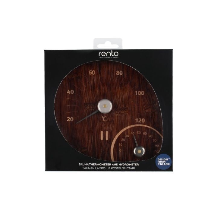 Rento Saunathermometer en hygrometer van dark bamboe