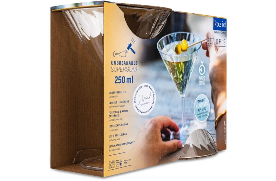 Koziol superglas club No.12 martiniglas 250 ml set van 2 stuks