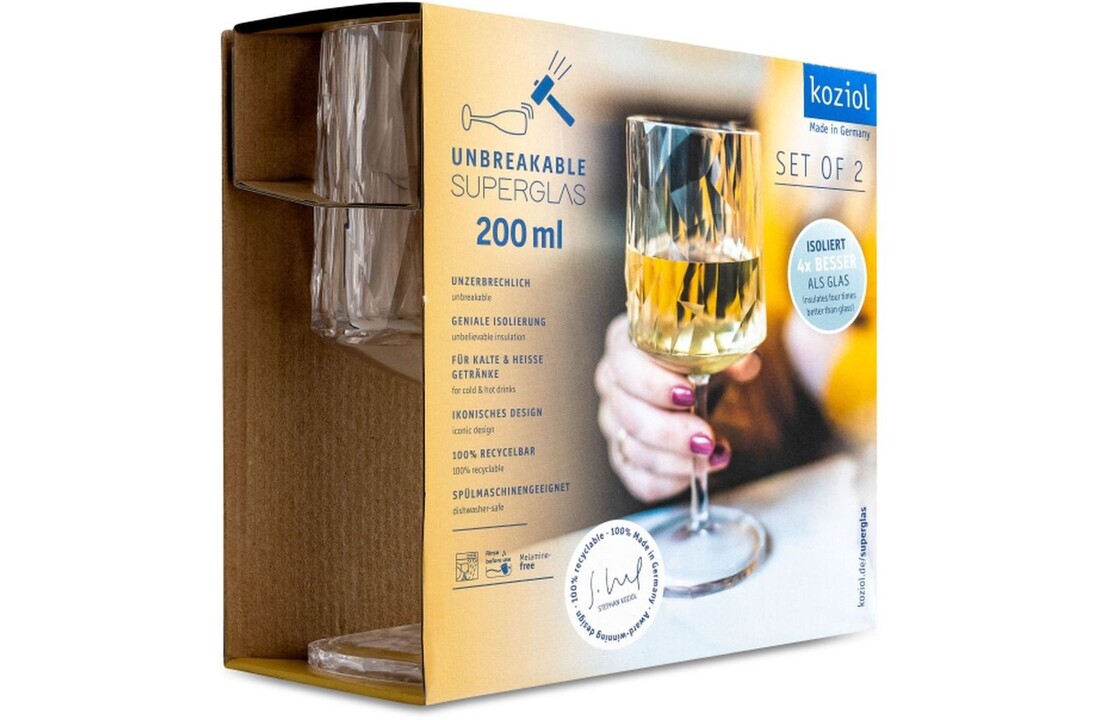 Koziol superglas club No.09 wijnglas 200 ml set van 2 stuks