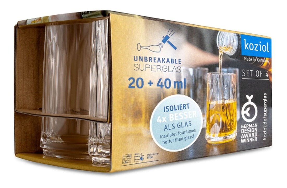 Koziol superglas club No.07 shotglas 40 ml set van 4 stuks