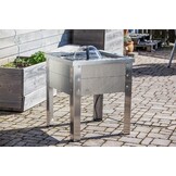 Heissner terras fontein hout/RVS grijs