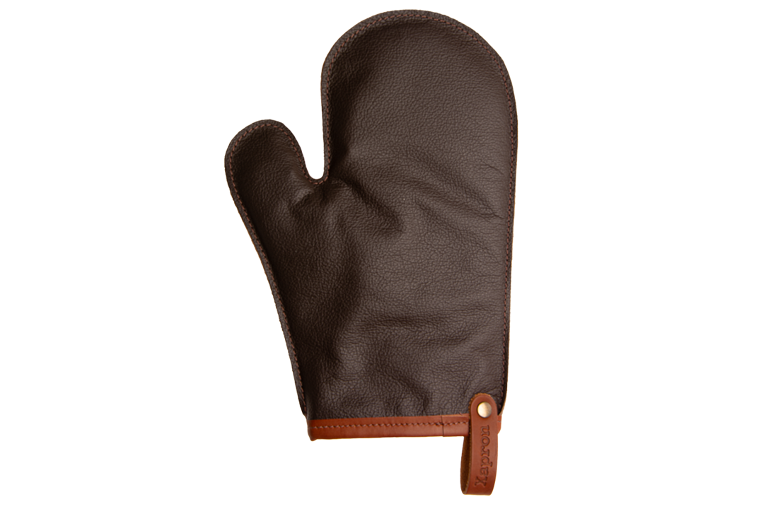 Bovine leren oven glove met duim