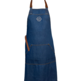 Arizona denim apron washed schort incl. leather straps cognac 88*78