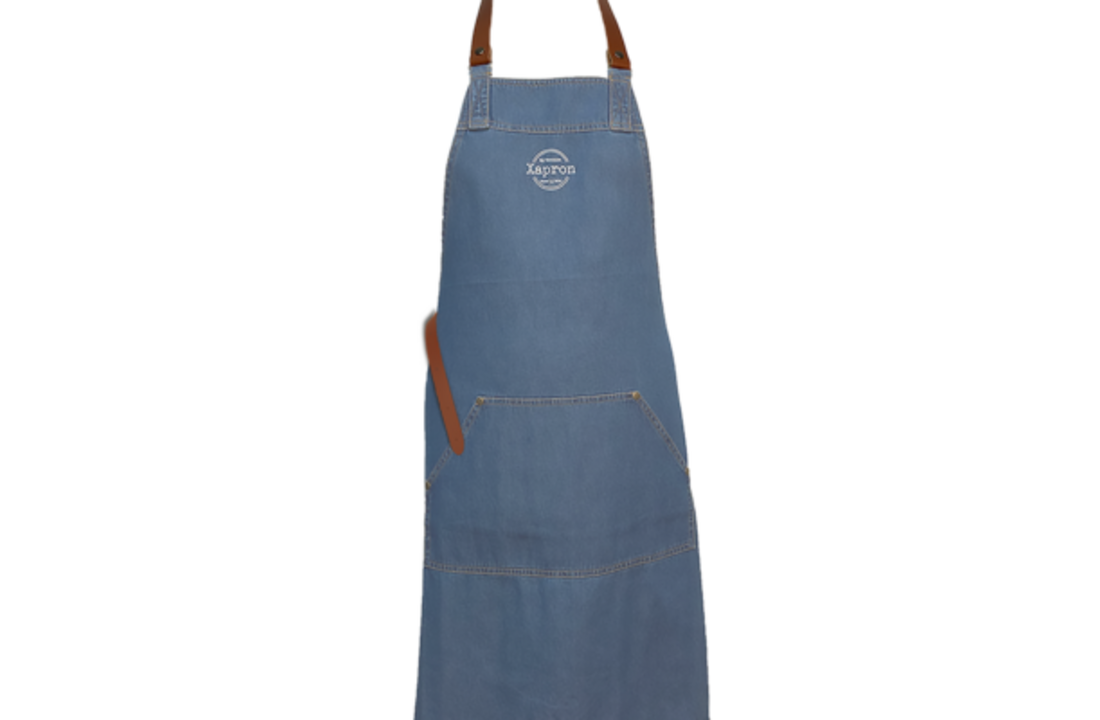 Arizona denim apron washed schort incl. leather straps cognac 88*78