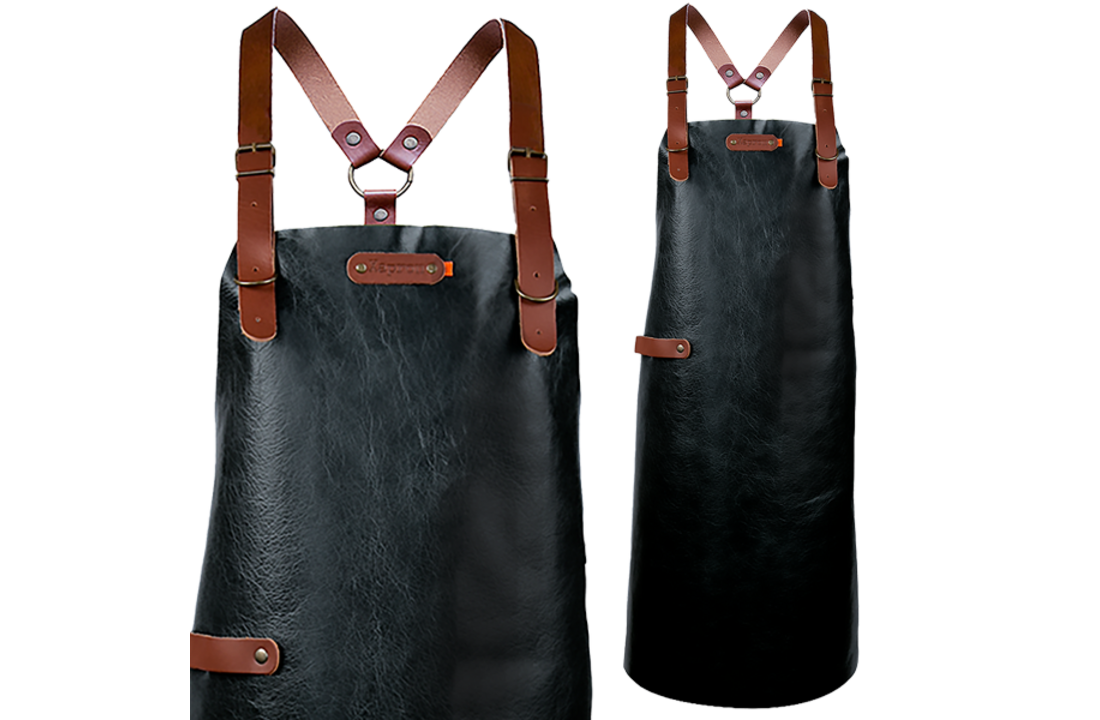 New York Leather long apron schort incl. schouderbanden 74/60