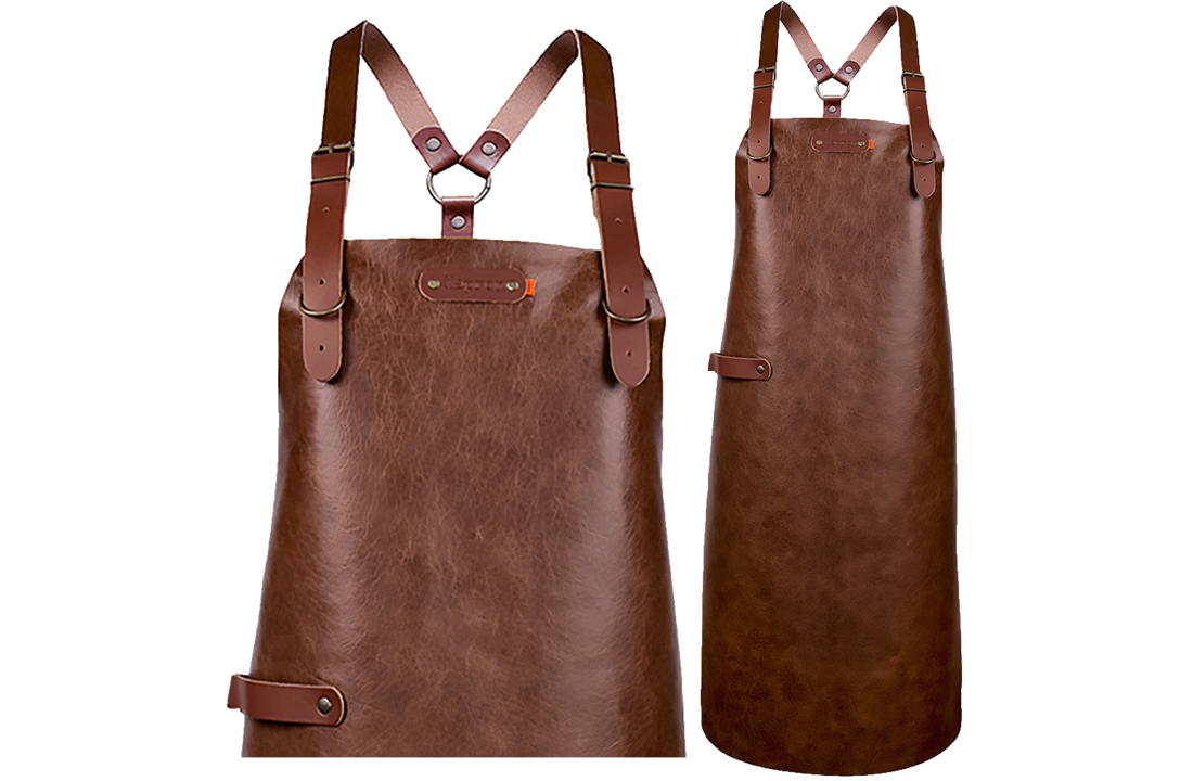 New York Leather long apron schort incl. schouderbanden 82/60