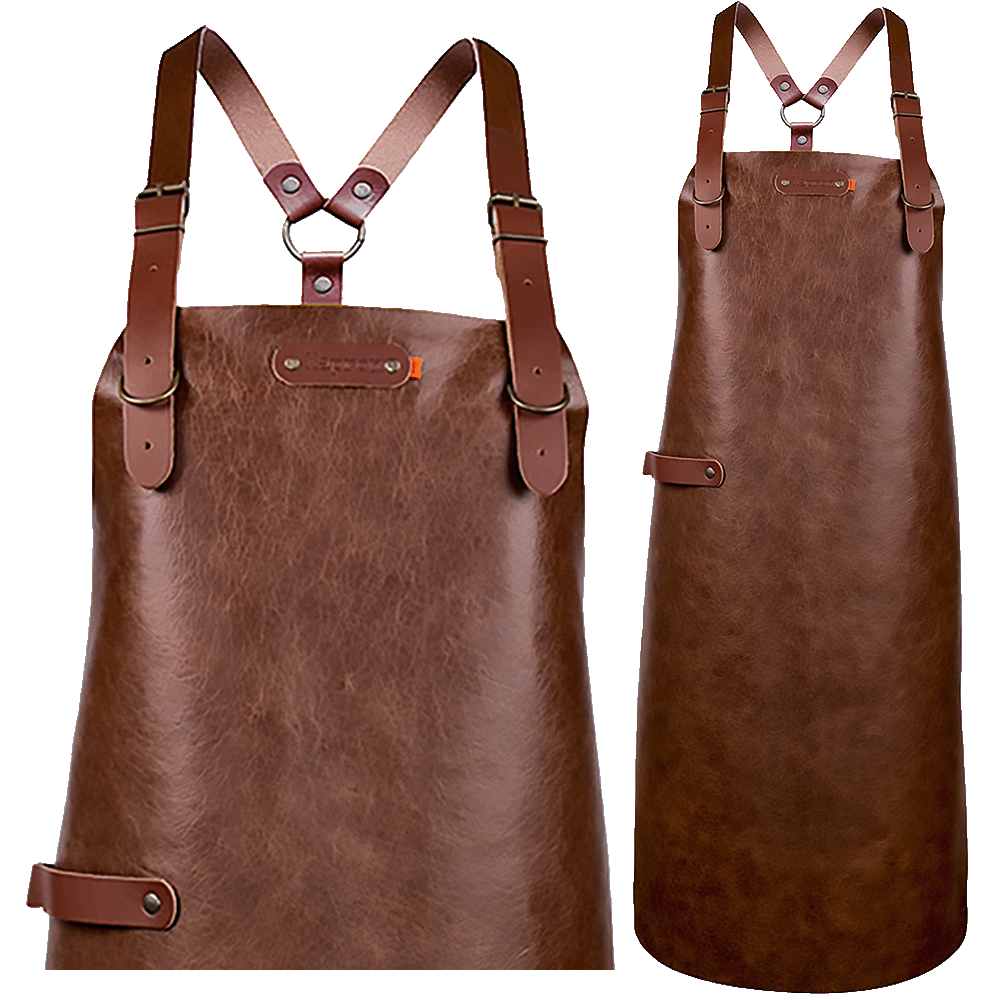 New York Leather long apron schort incl. schouderbanden 82/60
