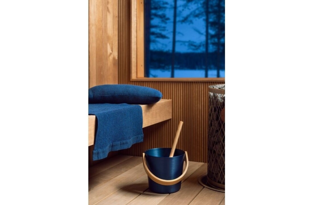 Rento Sauna Emmer Aluminium met Bamboe Handvat Blauw