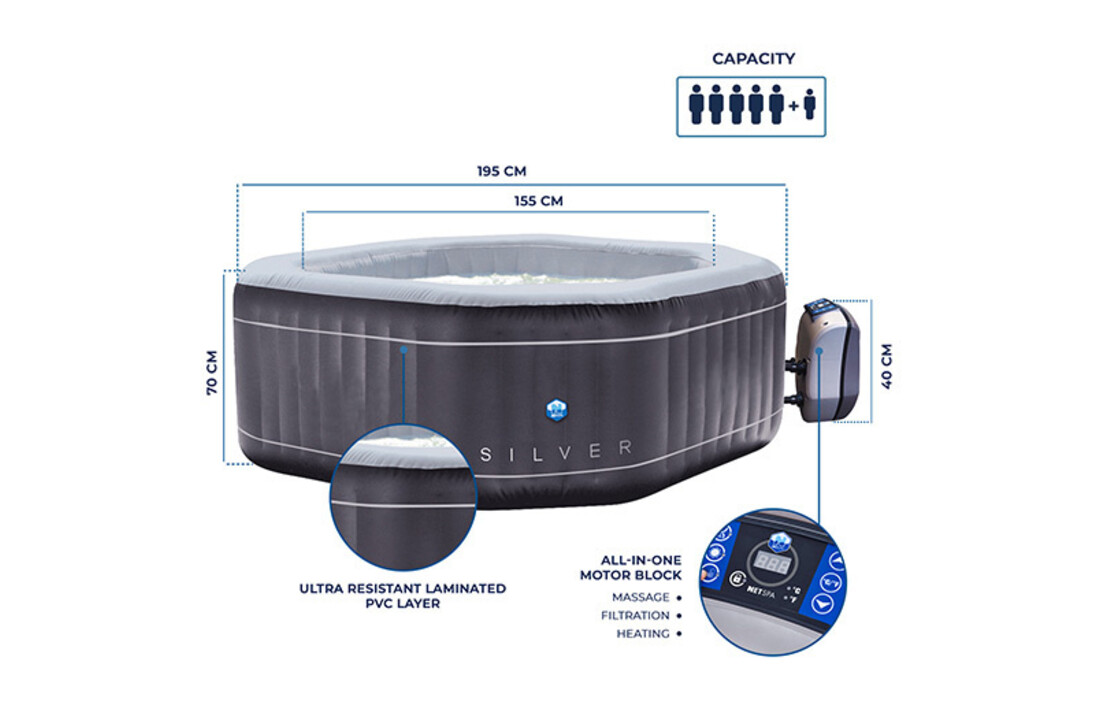 Netspa opblaasbare spa Silver - 5 persoons
