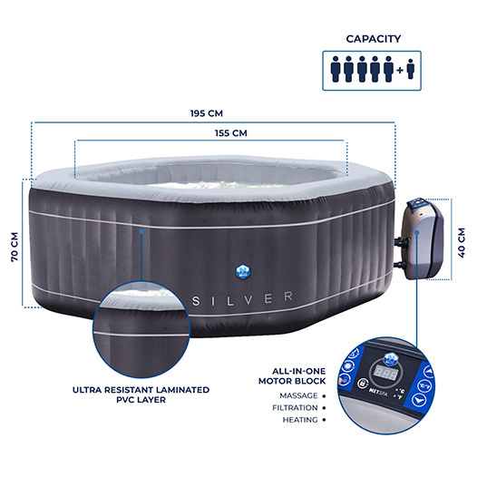 Netspa opblaasbare spa Silver - 5 persoons