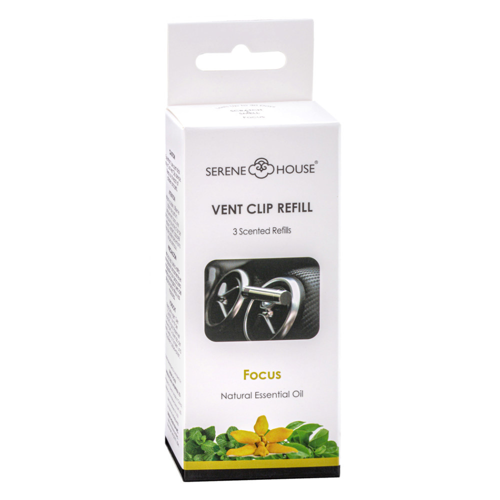 Serene House Car Scent Vent Clip navulling (3x) - Focus