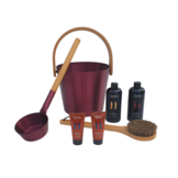 Cadeau set  Sauna emmer bordeaux rood