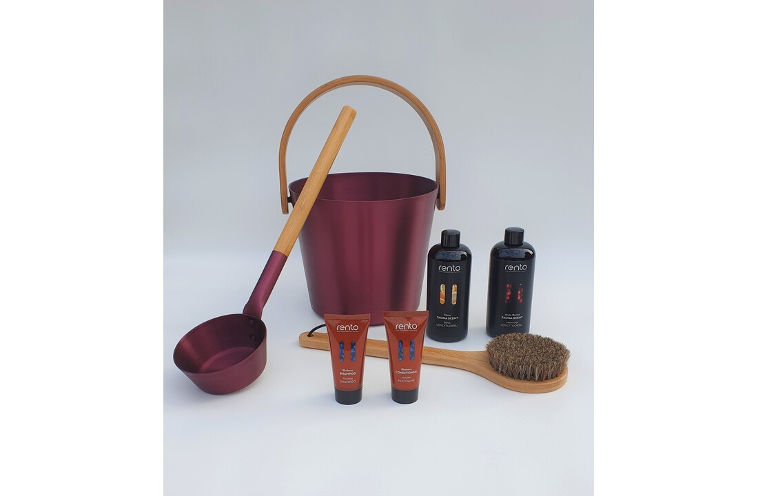 Cadeau set  Sauna emmer bordeaux rood