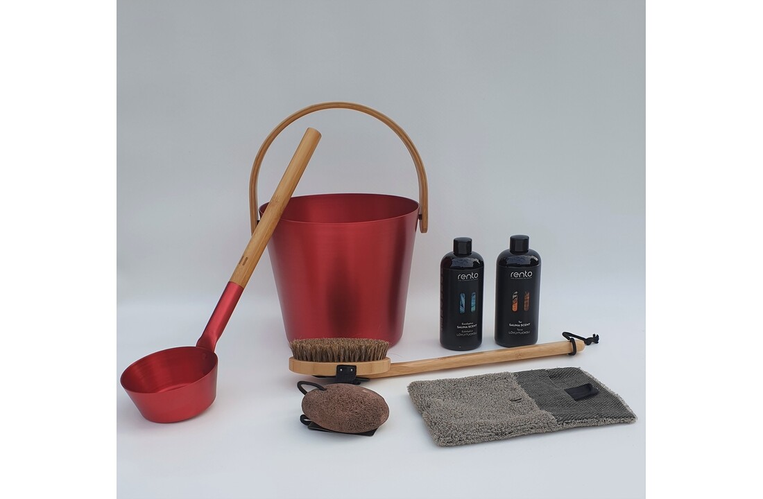 Cadeau set  Sauna emmer rood