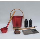 Cadeau set  Sauna emmer rood