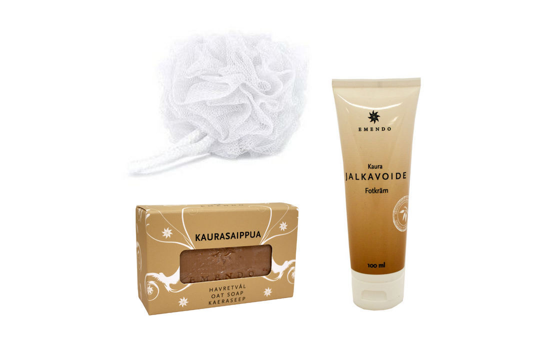 Emendo verwenmomentje giftset - Voetcreme, badspons en haverzeep