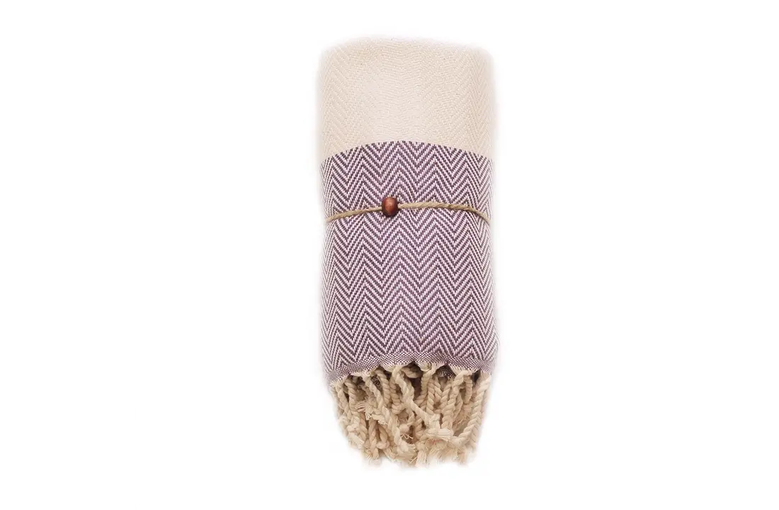 Hammam Sauna Handdoek Cadeauset Visgraat Paars