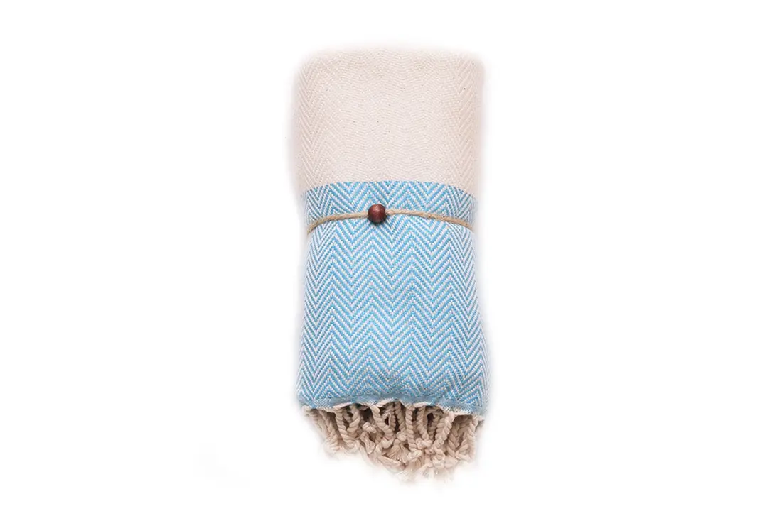 Hammam Sauna Handdoek Cadeauset Visgraat Blauw