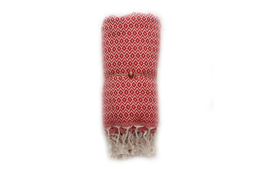 Hammam Sauna Handdoek Cadeauset Kristal Rood