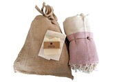 Hammam Sauna Handdoek Cadeauset Visgraat Pink