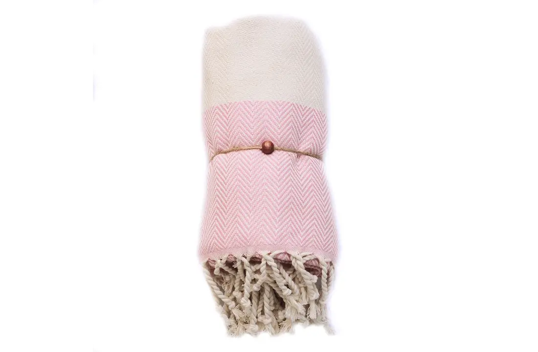 Hammam Sauna Handdoek Cadeauset Visgraat Pink