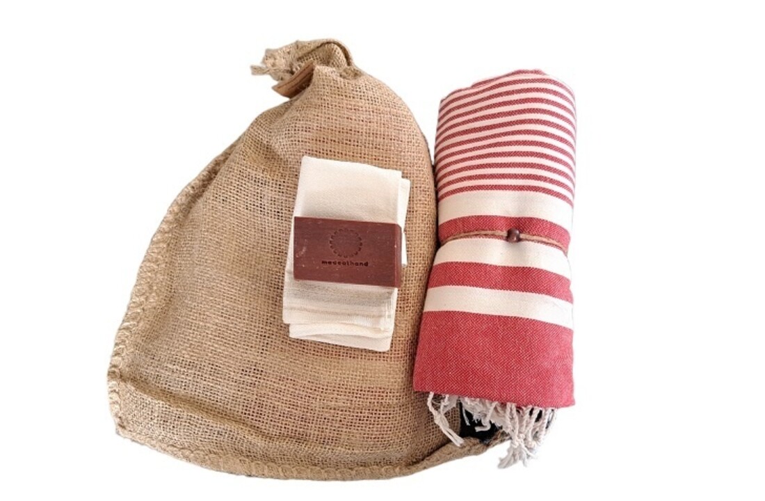 Hammam Sauna Handdoek Cadeauset Harem Rood