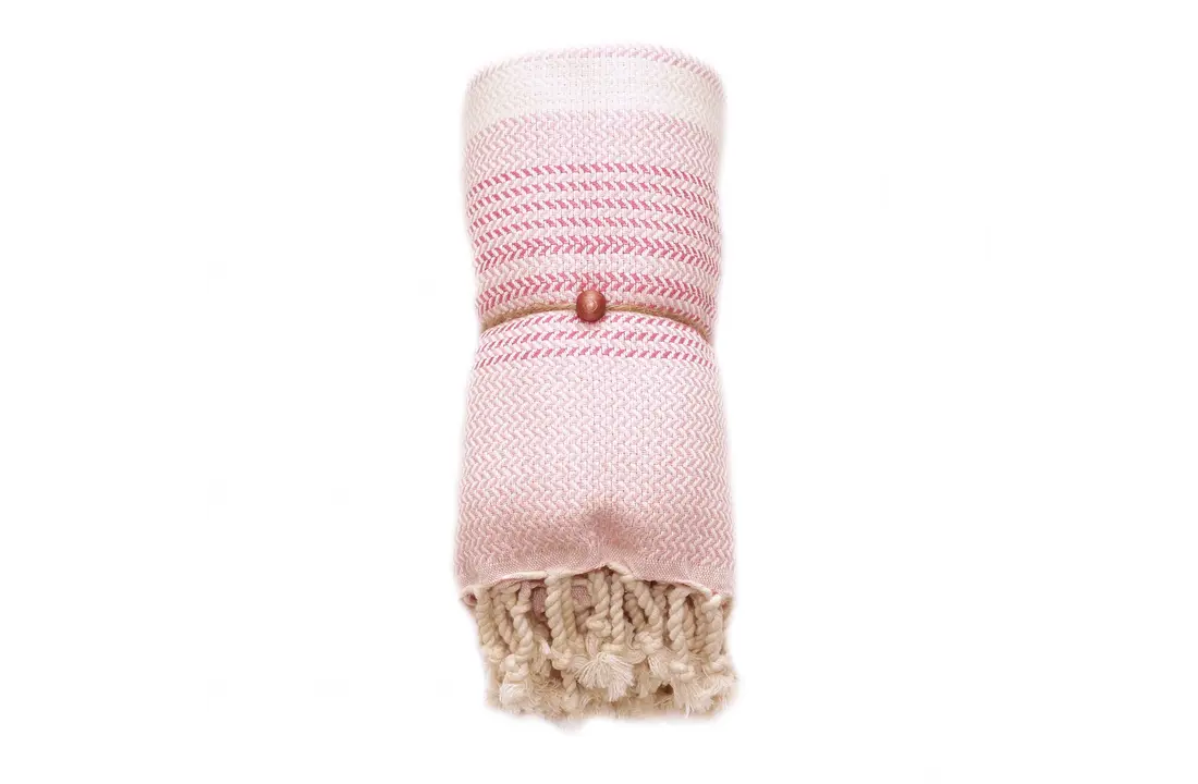 Hammam Sauna Handdoek Cadeauset Gestreept Roze