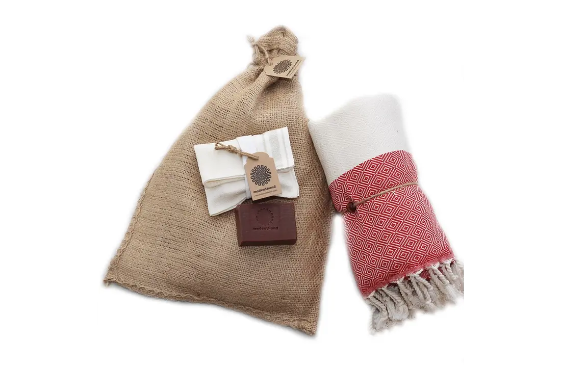 Hammam Sauna Handdoek Cadeauset Rood