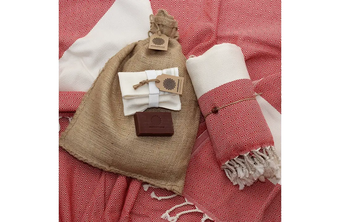 Hammam Sauna Handdoek Cadeauset Rood