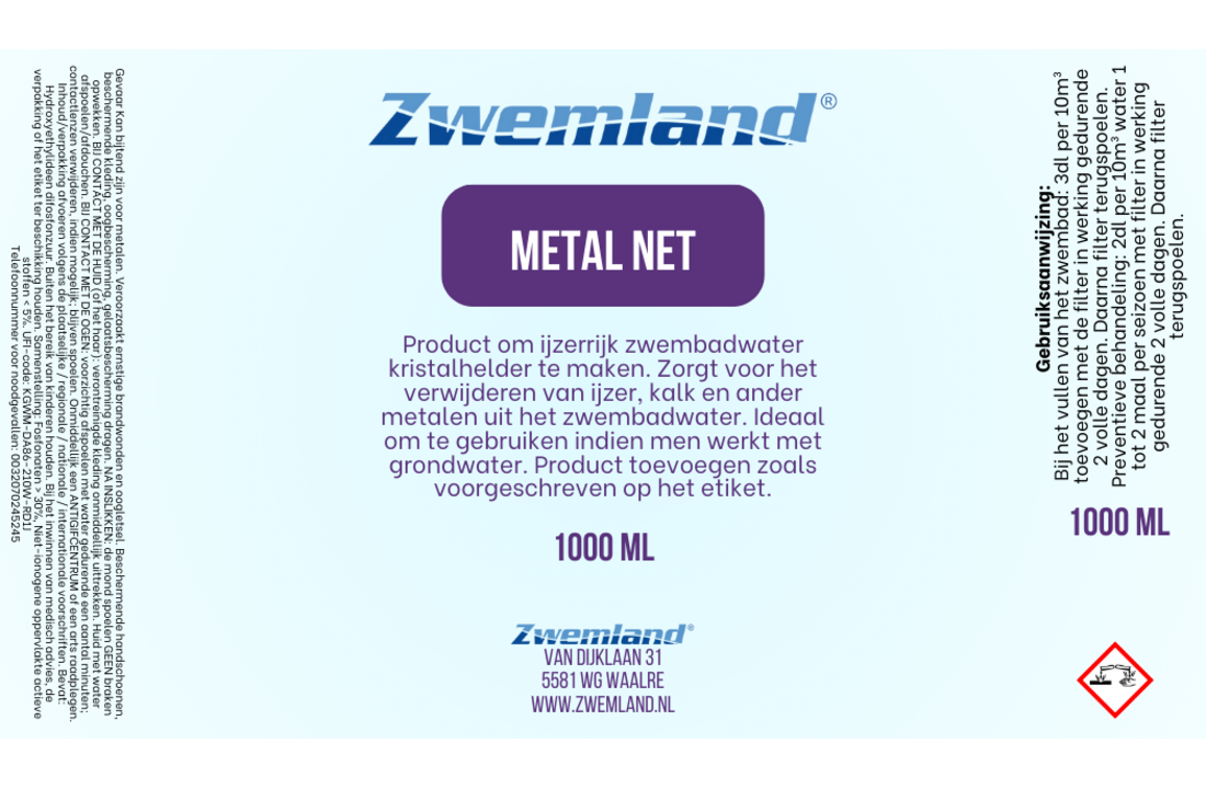 Zwemland Metal Net 1 liter