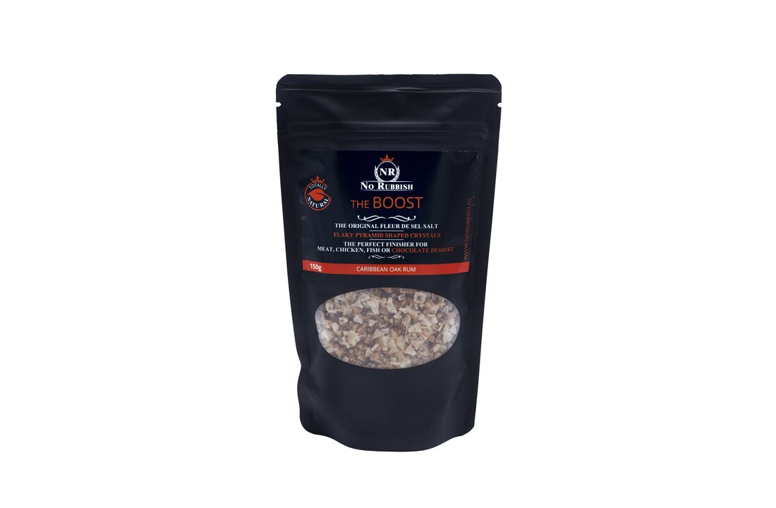 No Rubbish Zout, met Caribische Houtgerijpte Rum Smaak150 gram