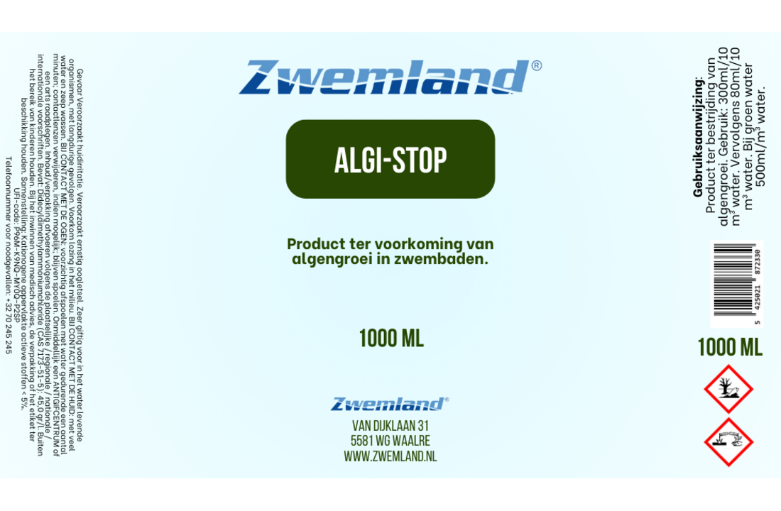 Zwemland Algi-stop 1 liter - Anti Alg