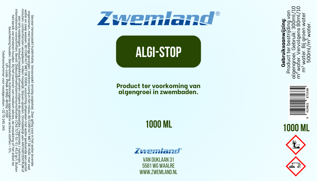 Zwemland Algi-stop 1 liter - Anti Alg