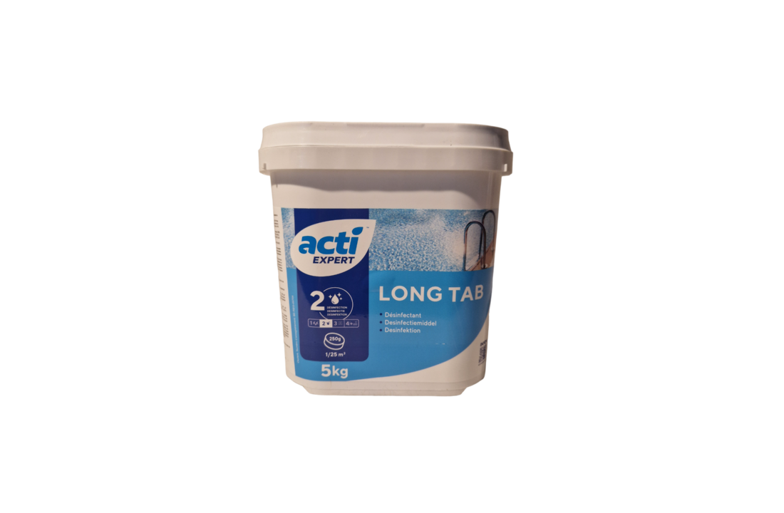 Acti long tab chloortabletten 5 kg - 250grams  (Enkel geschikt voor de Belgische markt, niet toegelaten in Nederland)