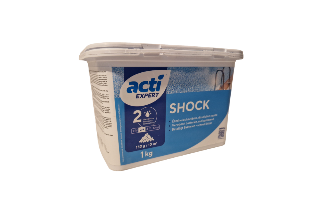 Acti shock chloorpoeder 1kg  (Enkel geschikt voor de Belgische markt, niet toegelaten in Nederland)