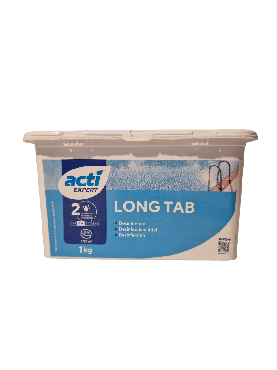 Acti Long tab chloor tabletten 1kg - 250 grams  (Enkel geschikt voor de Belgische markt, niet toegelaten in Nederland)
