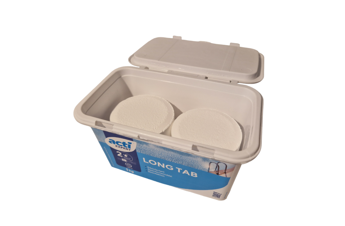 Acti Long tab chloor tabletten 1kg - 250 grams  (Enkel geschikt voor de Belgische markt, niet toegelaten in Nederland)