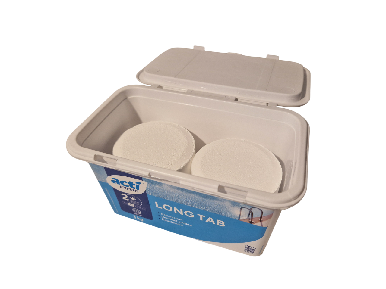 Acti Long tab chloor tabletten 1kg - 250 grams  (Enkel geschikt voor de Belgische markt, niet toegelaten in Nederland)