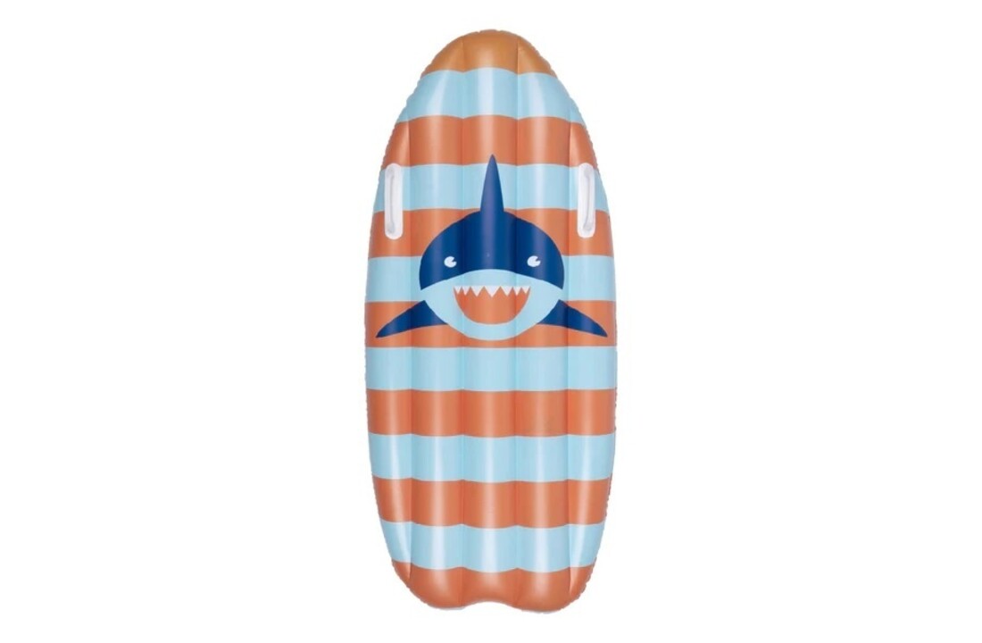 Surfboard oranje blauw haaien 120 cm