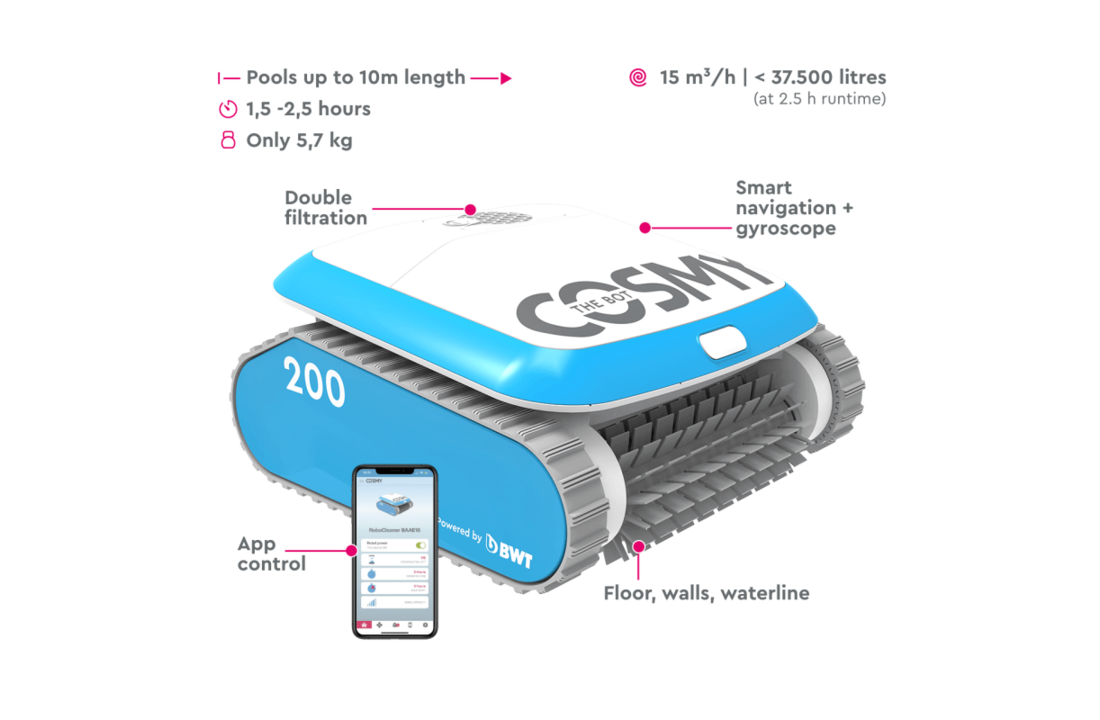Cosmy 200 Zwembadrobot - Bodem, wanden, waterlijn & App