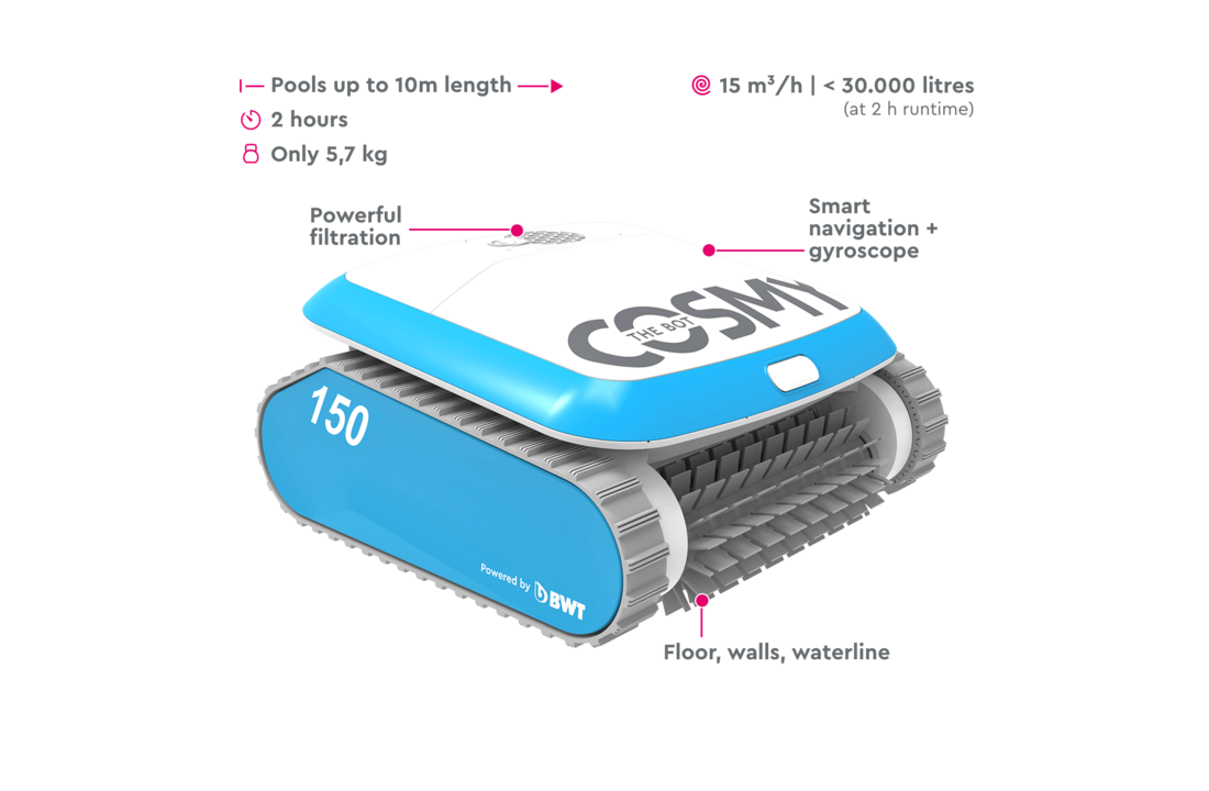 Cosmy 150 Zwembadrobot - Bodem, wanden, waterlijn