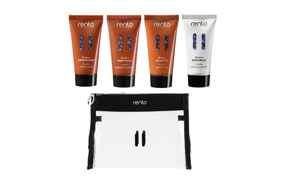 Rento Reisset Shampoo + Conditioner + Body Wash + Bodylotion | Bosbessen