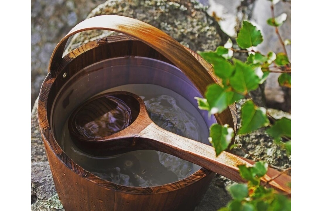 Emendo Sauna set emmer en lepel donker bruin