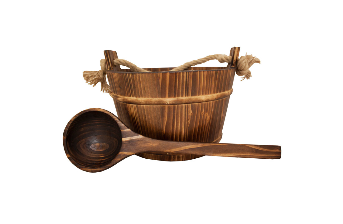 Emendo Sauna set emmer en lepel licht bruin